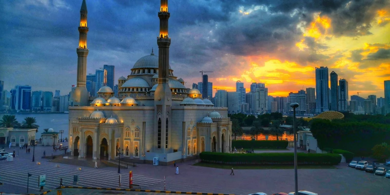 Sharjah, United Arab Emirates - Photo Of Mosque During Dawn
